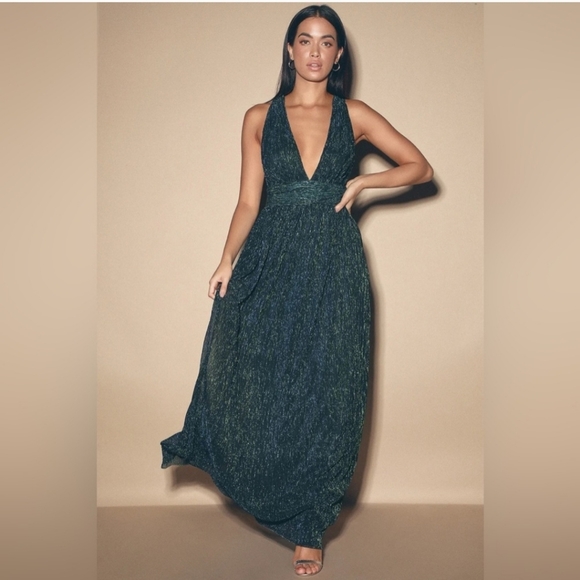 Lulus Dresses & Skirts - Lulus green and blue metallic maxi